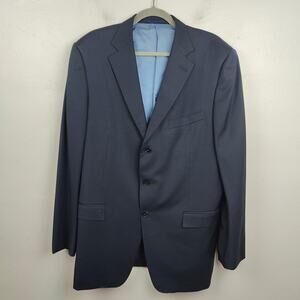 Ermenegildo Zegna Blazer Mens 46L Navy Blue 100% Wool 3 Button Suit Jacket‎
